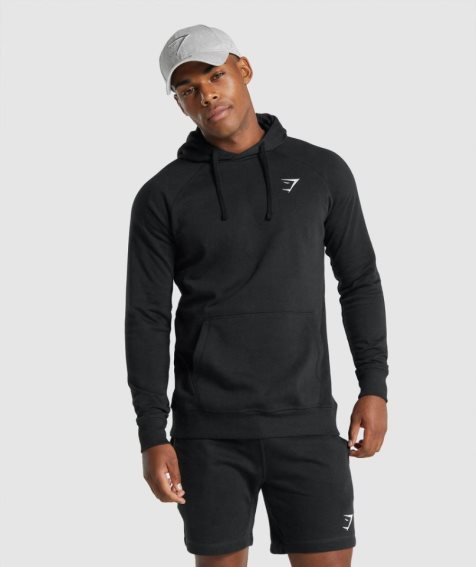 Bluzy Z Kapturem Gymshark Crest Męskie Czarne | PL 942RIP